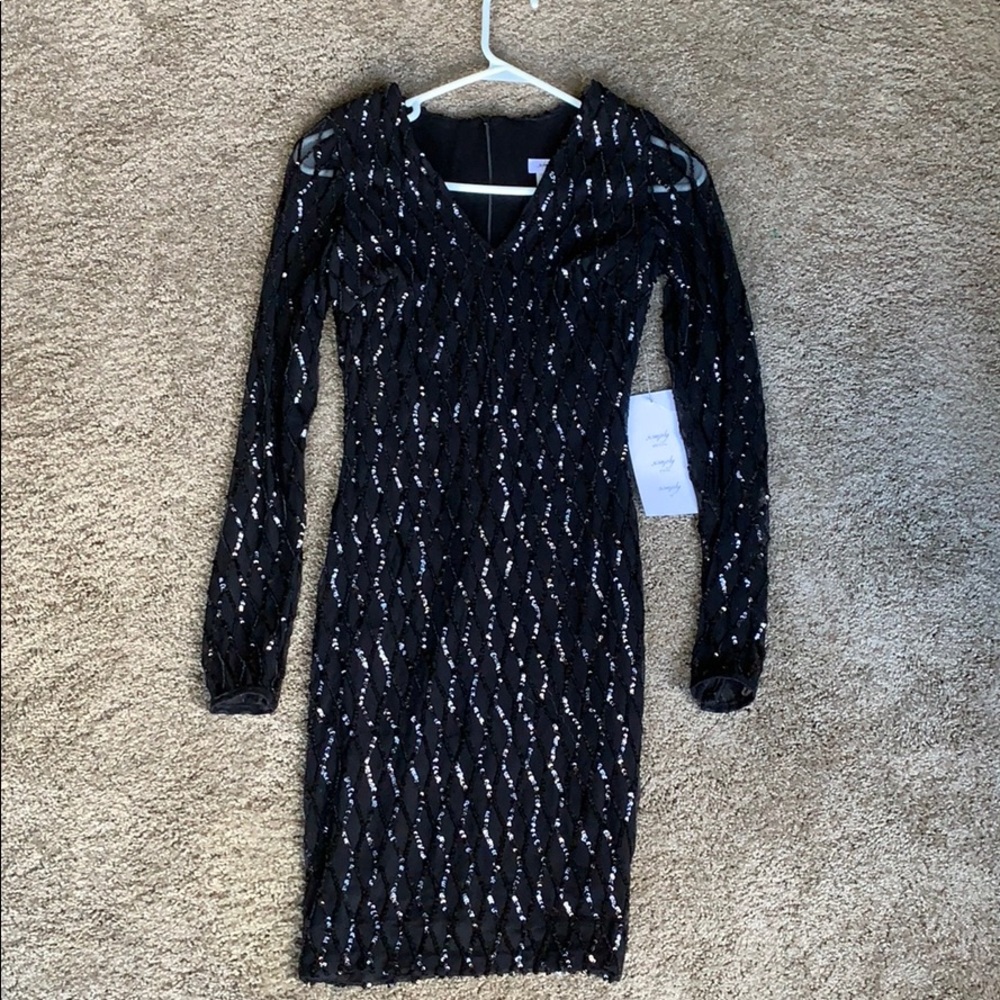 Black Long Sleeve Sparkly Dress